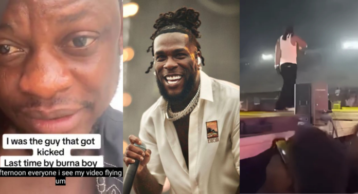 Fan Explains Why Burna Boy Kicked Him Off Stage, Says He Doesn’t Blame Him