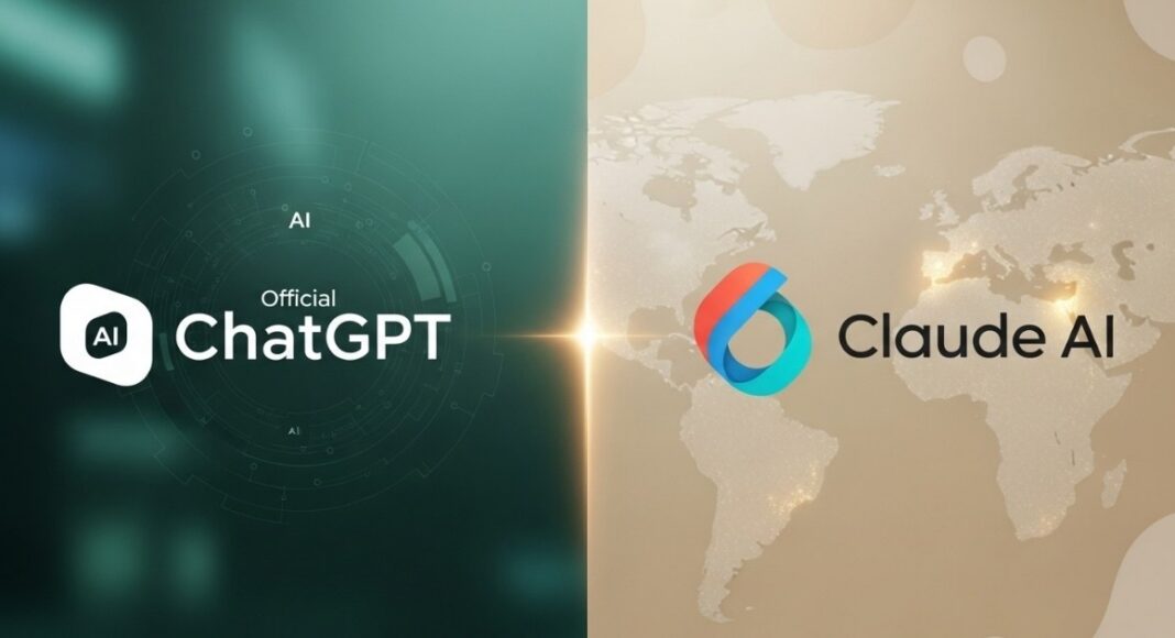 ChatGPT and Claude app icons representing AI platform competition in Nigeria and the U.S.