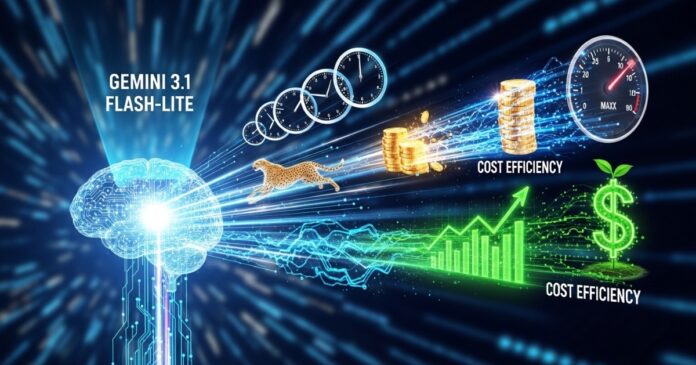 Chart comparing Gemini 3.1 Flash-Lite speed, cost and benchmark performance against other AI models.